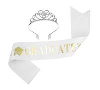 HOMOCONO Ensemble écharpe et couronne de diplômé : Décoration de remise de diplôme comprenant une écharpe et une couronne scintillante pour le bal de fin d'année, la cérémonie de remise de