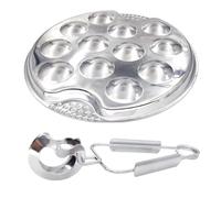 HOMOCONO Ensemble Plaque Escargot 12 Trous en Acier Inoxydable Pince, Assiette à Escargots pour Barbecue, Repas en Plein Air et Service Gastronomique