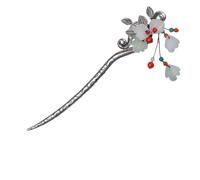 HOMOCONO Épingle à Cheveux Design Pratique Facile à Porter, Accessoire Élégant Rétro en Argenté Miao Fleur et Feuille pour Fête ou Rassemblement