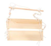HOMOCONO Étagère Murale Suspendue Macramé Double Couche en Bois et Coton | Décor Mural Simple et Élégant, pour Bureau et Salle D’étude, Expose Plantes, Petites Décorations