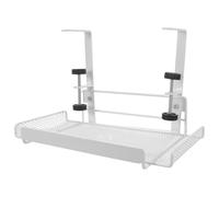 HOMOCONO Étagère sous Bureau en Acier au Carbone Blanc avec Pince, Panier de Rangement pour Câbles et Accessoires, Plateau Robuste pour Bureau, Organisation de l'espace