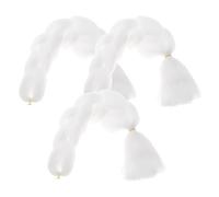 HOMOCONO Extensions de Cheveux Tressées Queue de Cheval Fibre Synthétique Blanc 3 Pièces Pré-Étirée Kit de Tressage pour Femmes et Garçon et Filles