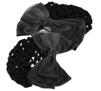 HOMOCONO Filets à Chignon en Tissu Noir Nœud Accessoires Coiffure Lot de 2 pour Gérer et Maintenir le Chignon pour Femmes Personnel Hôtelier et Hôtesses