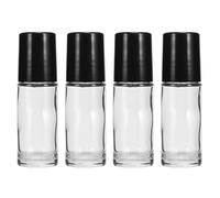 HOMOCONO Flacons Roll-on Rechargeables Bouteille Vide Portable Noire en Verre Lot de 4 30ml Bille Anti-fuite pour Huiles Essentielles, Usage Maison et Voyage