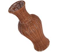 HOMOCONO Grand Vase à Poser Sol en Plastique Imitation Rotin, Décoratif et Simple, pour Fleurs Séchées et Décoration de Bureau