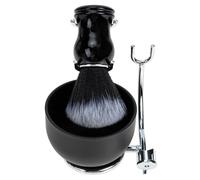 HOMOCONO Kit de Rasage pour Hommes Blaireau en Alliage de Zinc et Support en Plastique, Noir, pour Garder Barbe et Moustache Douces et Saines