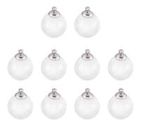 HOMOCONO Lot de 10 Mini Boules à Remplir en Plastique Argentées pour Bijoux DIY 8mm de Diamètre et Supports Suspendus, pour Créations Artisanales de Noël