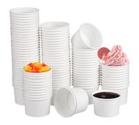 HOMOCONO Lot de 100 Mini Gobelets Biodégradables en Papier 50 Ml Blanc pour Dégustation d'Eau et Usage Hygiénique