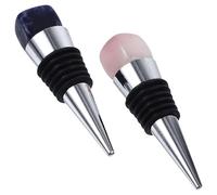 HOMOCONO Lot de 2 Bouchons de Bouteille en Cristal Naturel avec Joint Étanche en Alliage D'aluminium, pour Vin Rouge et Liqueur Lors de Fêtes à Domicile