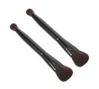 HOMOCONO Lot de 2 Pinceaux de Contouring Double Embout pour Maquillage, Doux Fibres Synthétiques, Couleur Noire, Pinceaux Estompeurs pour Blush, Poudre et Surbrillance, Outils Compacts
