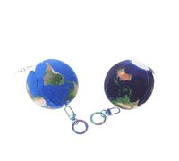 HOMOCONO Lot de 2 porte-clés Terre Porte-clés thème planètes - Peluche espace et astronomie - Globe terrestre - - breloque pour sacs à main, sacs à dos et pochettes