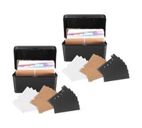 HOMOCONO Lot de 2 Sets de Sets de Ensembles de Cartes Lignées Intercalaires Noirs en Papier, Anneaux Métalliques et Étiquettes en Liège pour Organisation Polyvalente en t Étude