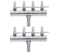 HOMOCONO Lot de 2 vannes pour Pompe à air d'aquarium - Collecteur de vannes à Levier de contrôle du débit d'air - Répartiteur multiport pour Aquarium - Acier Inoxydable 8-4 mm