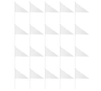 HOMOCONO Lot de 20 petits drapeaux sur bâtonnets - Fanions blancs unis à tenir à la main pour décorations graffiti, fêtes, anniversaires, clubs sportifs, 40 x 27 cm