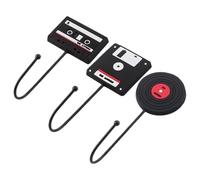 HOMOCONO Lot de 3 Crochets Adhésifs Rétro en Fer Noir Forme Vinyles pour Suspendre Colliers et Éponges de Bain Décoration Murale Pratique