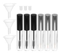 HOMOCONO Lot de 3 Set de Set de Tubes de Mascara Vides 10ml avec Brosse à Cils Argentée et Entonnoirs, Plastique Facile à Remplir pour Maquillage et Soin des Cils