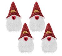 HOMOCONO Lot de 4 décorations de Noël Père Noël à Suspendre pour Sapin de Noël, Petites décorations pour Une Ambiance Festive dans Les magasins, Les Maisons et Les Bureaux