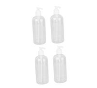 HOMOCONO Lot de 4 Flacons Pompe 500Ml pour Shampoing et Lotion Distributeurs Cosmétiques en Pet Transparent Rechargeables et pour Salle de Bain et Voyage