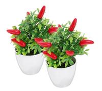 HOMOCONO Lot De 4 Mini-Plantes en Pot Mini-bonsaïs De Piment Artificiels Décoration Réaliste pour Bureau