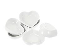 HOMOCONO Lot de 6 Coupelles à Sauce en Céramique Blanche Style Japonerie, Assiettes de Service de Cœur pour Assaisonnement, Porte-sauce Soja Polyvalent, Vaisselle Apéritif Réutilisable