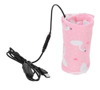 HOMOCONO Manchon Chauffant USB à Minuterie pour Biberon Bébé, Coton Rose | Maintien de Température, Chargement par Batterie Externe, Fermeture Auto-agrippante Réglable, pour Repas