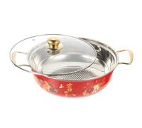 HOMOCONO Marmite en Acier Inoxydable Multifonctionnelle Facile à Nettoyer Couvercle en Verre, Surface Résistante Chaleur Cuisson Hot Pot