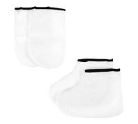 HOMOCONO Moufles Blanches pour Spa Professionnel et Couvre-pieds en Polyester Hydratation Maximale et Maintien Chaleur Cire, 2 Paires Soins de Pédicure
