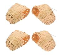 HOMOCONO Nid D'oiseau en Bambou Fait Main avec Crochet, Lot de 4 Pièces, Design Ventilé et Facile à Nettoyer, Style Campagne, pour Balcon et Jardin