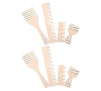 HOMOCONO Outil Textile en Bois Double Extrémité pour Tissage Manuel, Kit de 8 Peignes à Tapis Beige en Bois Lisse, pour DIY et Gestion des Bords de Tissu