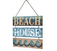 HOMOCONO Panneau de Bienvenue Rétro en Bois Solide Pendentif de Style Rustique, Décoration Vintage Bord de Mer pour Maison et Extérieur