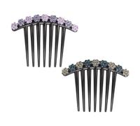 HOMOCONO Peignes à Cheveux Fleuris 7 Dents, Accessoires Élégants 2 Pièces en Résine Ornés de Cristaux Couleur Aléatoire pour Coiffure de Mariage ou Soirée