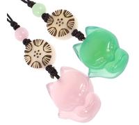 HOMOCONO Pendentifs Porte-clés Décoratif et Corde en Nylon Renards 2 Pcs en Jade Léger et Unique Facile à Transporter pour Téléphone Portable et Paquet