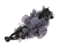 HOMOCONO Pince à Queue de Cheval Banane en Tissu Fleurs et Perles, Fixation Solide pour Cheveux Longs, pour Travailler ou Jouer la Plage