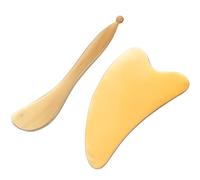 HOMOCONO Plaques de Massage Guasha Corne de Buffle 2 Pièces pour Visage et Yeux, Outil de Massage Manuel pour Shiatsu Visage et Cou, Portable, Facilite Détente Musculaire Style Aléatoire