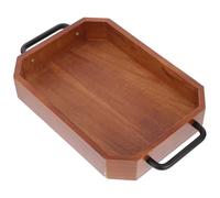 HOMOCONO Plateau de Service en Bois Poignées Double, Plateau Décoratif pour Café, Grosse Capacité, Matériau Bois et Fer, pour Fêtes et Rangement de Desserts