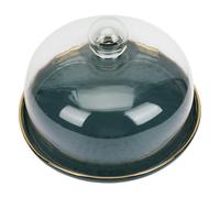 HOMOCONO Plateau de Service en Céramique Vert avec Cloche Verre pour Pâtisserie, Protection Alimentaire Pratique pour Gâteau et Fruit Lors de Fête D'anniversaire