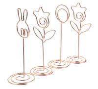 HOMOCONO Porte-Cartes de Table en Métal Doré, 4 Pièces Clips Décoratifs de Cercle et Fleurs, pour Affichage de Menus et Numéros Lors de Repas de Fête
