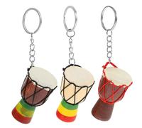 HOMOCONO Porte-clés Tambour Africain Pendentif En Bois Et Peau De Mouton, Ensemble 3 Pièces, Accessoire Voyage Unisexe, Décoration Suspendue, Taille Mini, Style Aléatoire