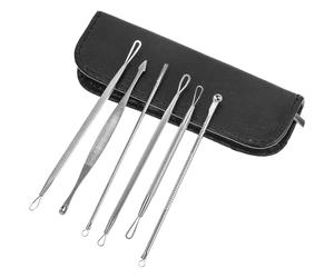 HOMOCONO Set D'extracteurs de Points Noirs en Acier Inoxydable Argenté, Outil Professionnel Portable Réutilisable, Aiguille Sûre et Pratique Visage