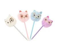 HOMOCONO Stylo Peluche Chouette 4 Pièces pour Garçon et Filles et Étudiants Stylo Multifonction sans Fuite D'encre Accessoire D'écriture Adorable pour Bureau et Maison