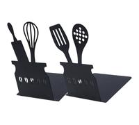 HOMOCONO Support de Livres en Métal 2 Pièces, Organiseur de Livres Noir Surface sans Bavure, pour Bureau et Décoration D'étude