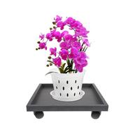 HOMOCONO Support Pot de Fleur 14 Pouces Plateau Renforcé roulettes en Verre Trempé pour Plantes Lourdes Intérieur Balcon Extérieur