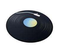 HOMOCONO Tapis de Souris Rond en Caoutchouc Noir Antidérapant pour Maison et Bureau, Imperméable Surface Facile à Nettoyer, Style Platine Vinyle