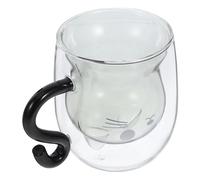HOMOCONO Tasse à Thé Verre Double Paroi Forme de Chat Mignonne et Pratique pour Café Thé Design Adorable Amateurs de Chats Capacité de pour Offrir Amie pour Occasions Spéciales