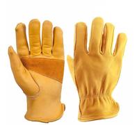 HOMOCONO Travail en Cuir de Vachette Antidérapants pour Atelier | Protection des Mains, Usage Professionnel et Fabrication, pour Ouvriers et Agriculteurs, Kaki Jaune