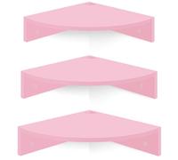 Homode Lot de 3 étagères d'angle flottantes avec trou de câble, 3 étagères d'angle en bois suspendues, pour salon, chambre à coucher, salle de bain, rose