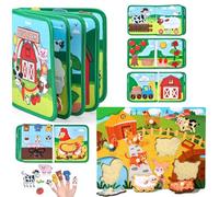 Homorro 2 Pièces Jouet Bebe Parcours Motricité Montessori Busy Board Animaux De La Ferme Enfants Cadeau Naissance Cube D'activité Bébé Jeux Eveil Sensoriel 1 2 3 Ans