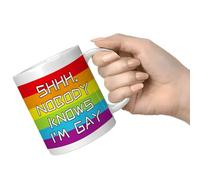 Homorro Tasse a Cafe Cadeau pour Ami Gay Humour Idee Cadeaux Anniversaire pour Homme Collègue Meilleure Amie Collegue Mugs Drole Tasses a Cafe Cappuccino Ceramique Nobody Knows I am Gay