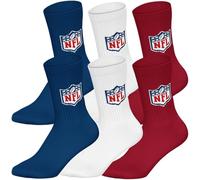 Homos NFL SHIELD Lot de 6 paires de chaussettes Crew - Bleu/blanc/rouge - 35/38