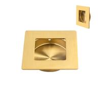 Homotek Lot de 2 poignées de porte coulissante encastrées en acier inoxydable pour porte de placard - 7,4 cm de diamètre - Poignées affleurantes pour poche, contournement, porte de grange (or brossé)